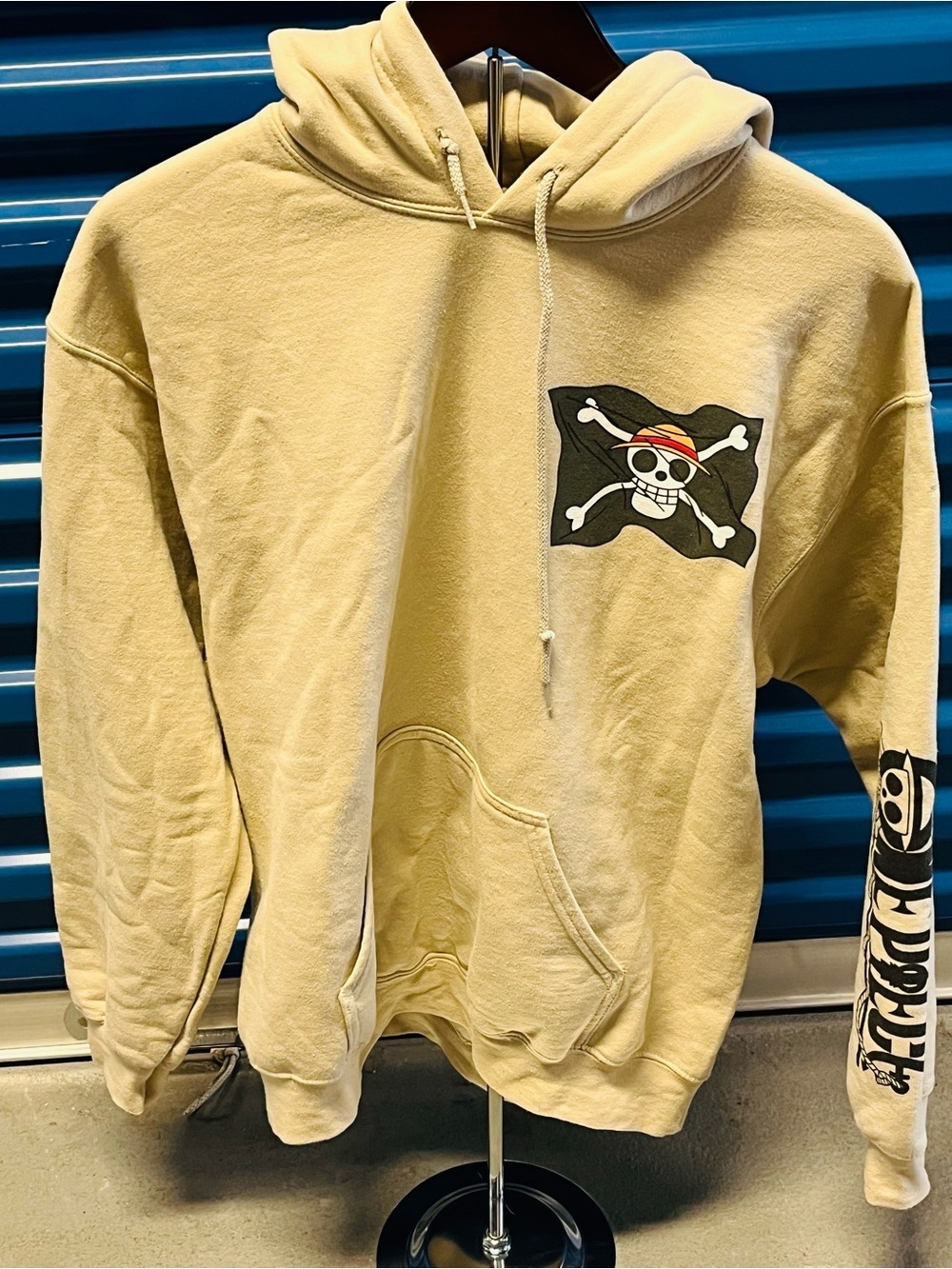 One Piece Anime Graphic Hoodie - Beige